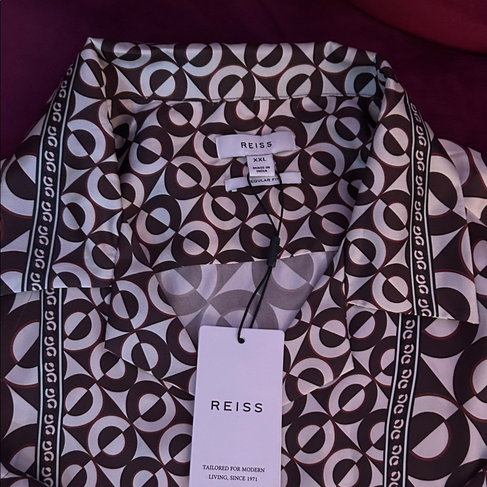 Reiss Brown and White Patterned Men's Shirt